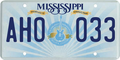 MS license plate AHO033