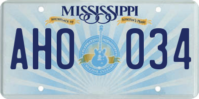 MS license plate AHO034