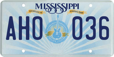 MS license plate AHO036
