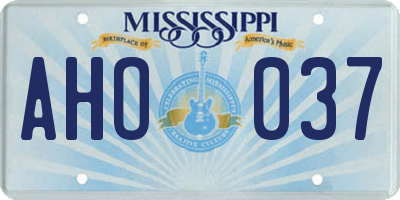 MS license plate AHO037
