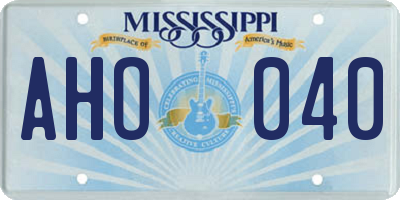 MS license plate AHO040