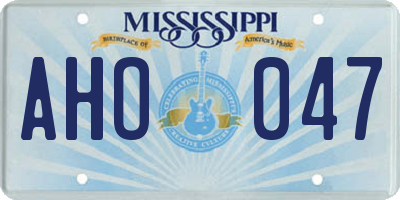 MS license plate AHO047