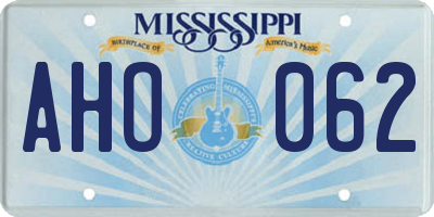 MS license plate AHO062