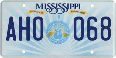 MS license plate AHO068