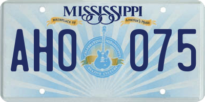 MS license plate AHO075