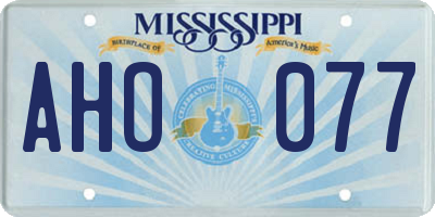 MS license plate AHO077