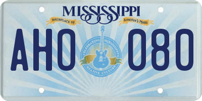 MS license plate AHO080