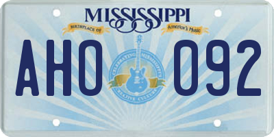 MS license plate AHO092