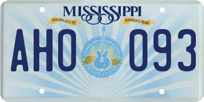 MS license plate AHO093