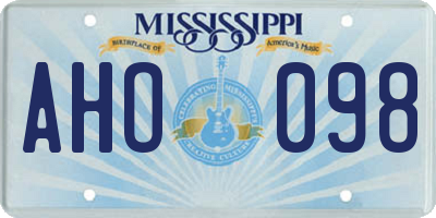 MS license plate AHO098