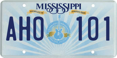 MS license plate AHO101