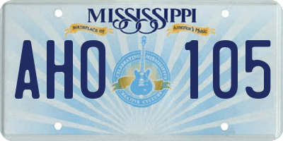 MS license plate AHO105