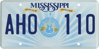 MS license plate AHO110