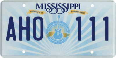 MS license plate AHO111