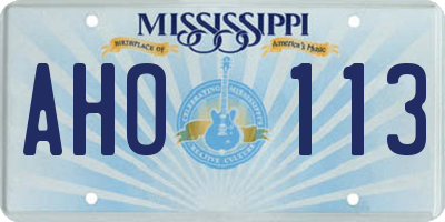 MS license plate AHO113