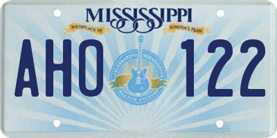 MS license plate AHO122