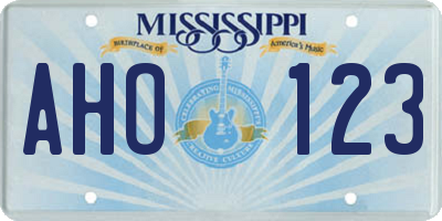 MS license plate AHO123