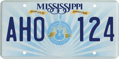 MS license plate AHO124