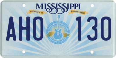 MS license plate AHO130