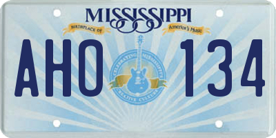 MS license plate AHO134