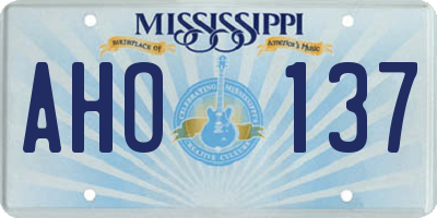 MS license plate AHO137