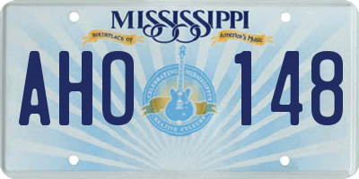 MS license plate AHO148