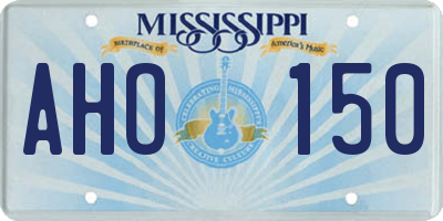 MS license plate AHO150