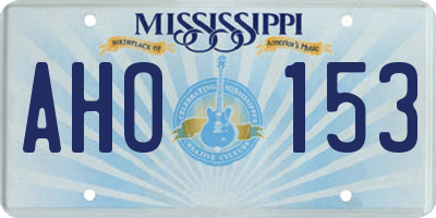 MS license plate AHO153