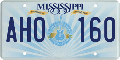 MS license plate AHO160