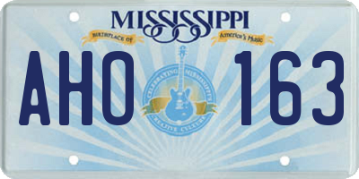 MS license plate AHO163