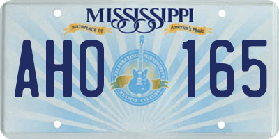 MS license plate AHO165