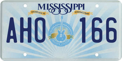 MS license plate AHO166
