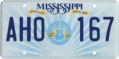 MS license plate AHO167