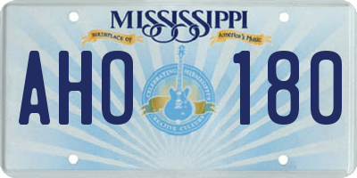 MS license plate AHO180