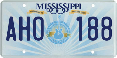 MS license plate AHO188