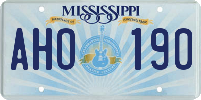 MS license plate AHO190