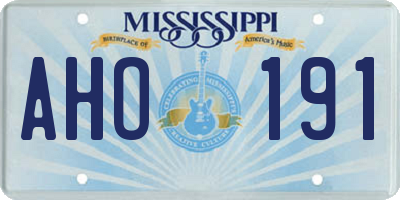 MS license plate AHO191