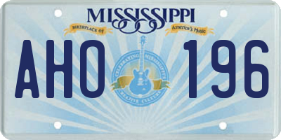 MS license plate AHO196