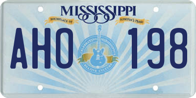 MS license plate AHO198