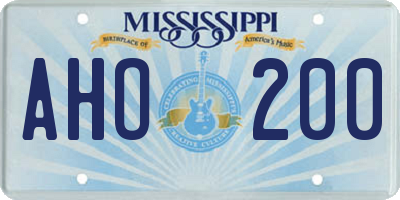 MS license plate AHO200