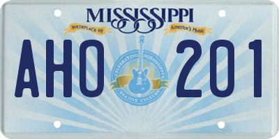 MS license plate AHO201