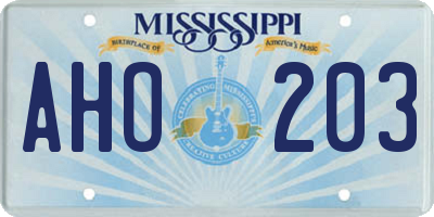 MS license plate AHO203