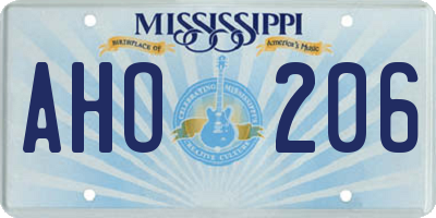 MS license plate AHO206