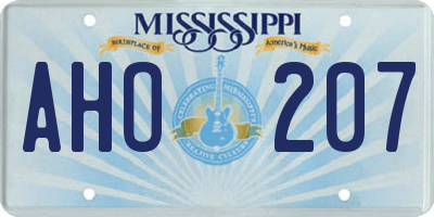 MS license plate AHO207
