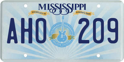 MS license plate AHO209