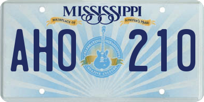 MS license plate AHO210