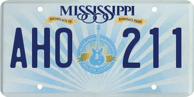 MS license plate AHO211