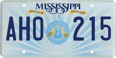 MS license plate AHO215