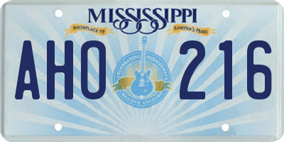MS license plate AHO216