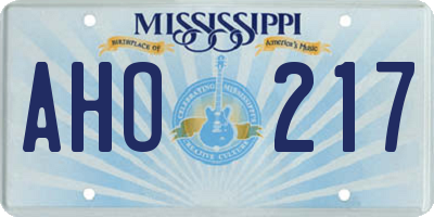 MS license plate AHO217